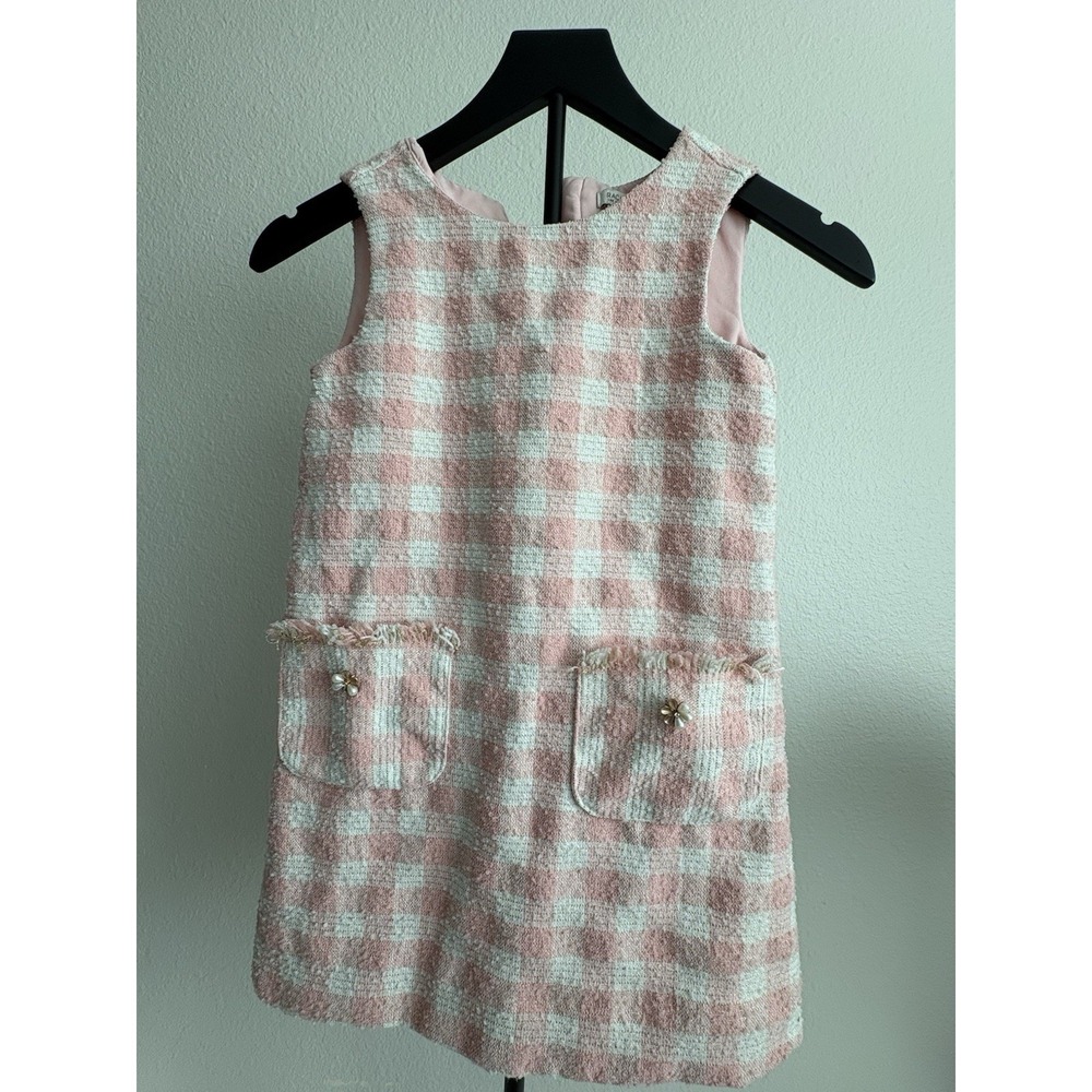 Rachel Zoe Girls Pink Tweed Plaid Shift Dress